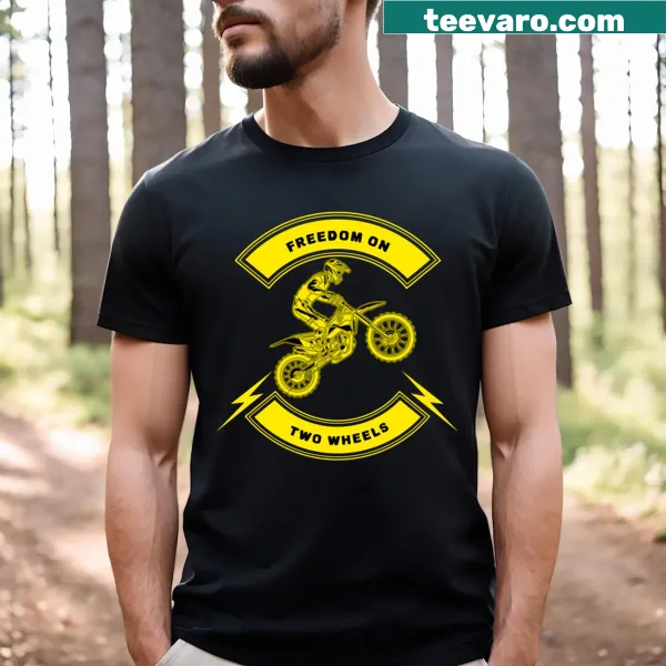 Illustrative T-shirt depicting cycling and freedom on two wheels