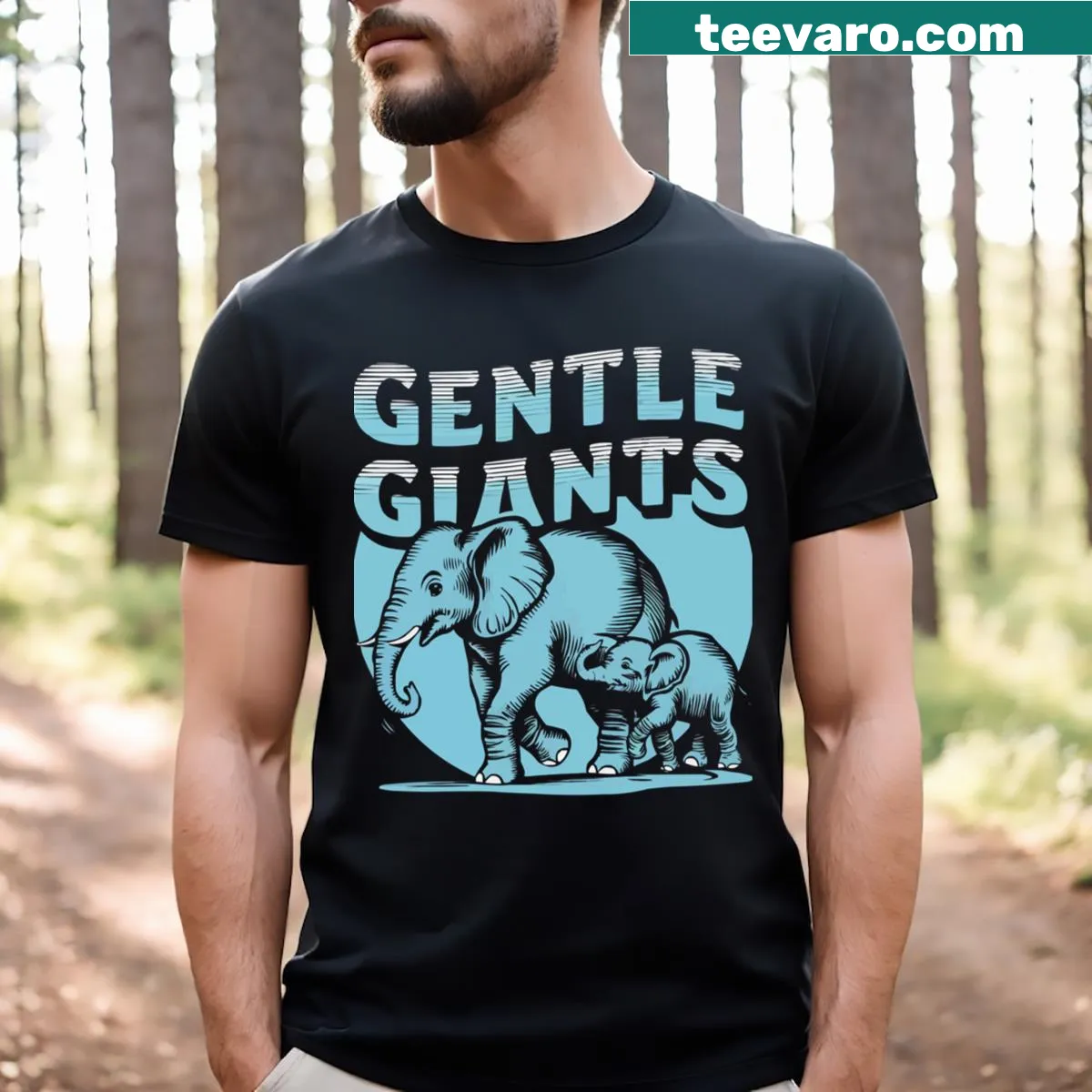 Heartwarming illustration of an elephant family on a T-shirt — on a men's t-shirt