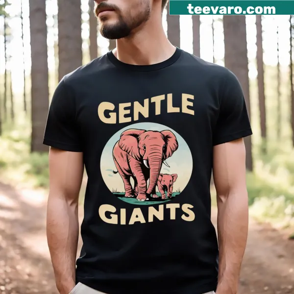 Illustrative t-shirt showcasing majestic elephants in a serene setting