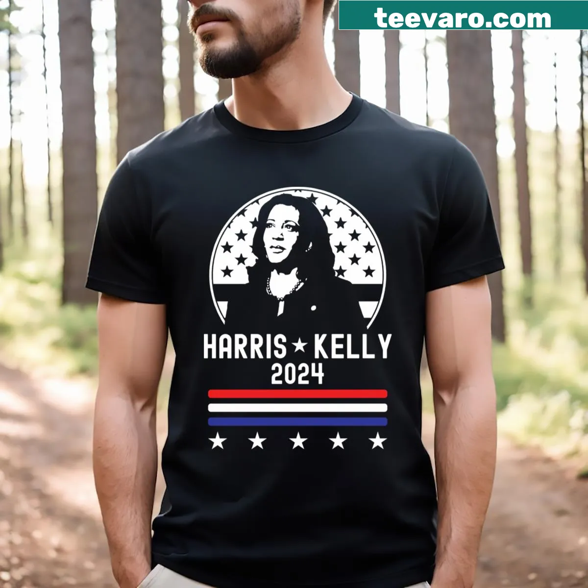2024 election T-shirt featuring Kamala Harris and Mark Kelly — on a men's t-shirt