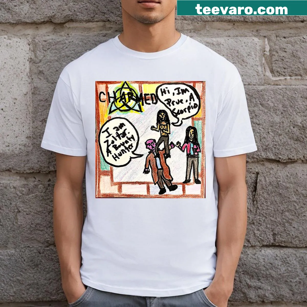 Text graphic stating 'Hi Im Prue A Scorpio' — on a men's t-shirt