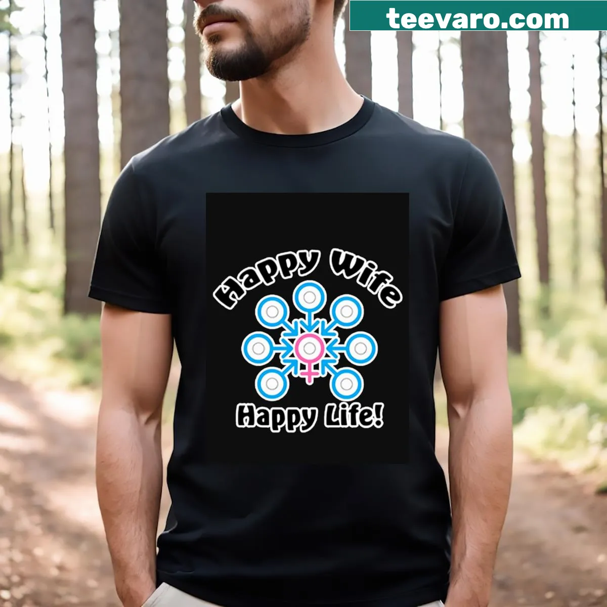 Edgy graphic design themed around relationships on a T-shirt — on a men's t-shirt