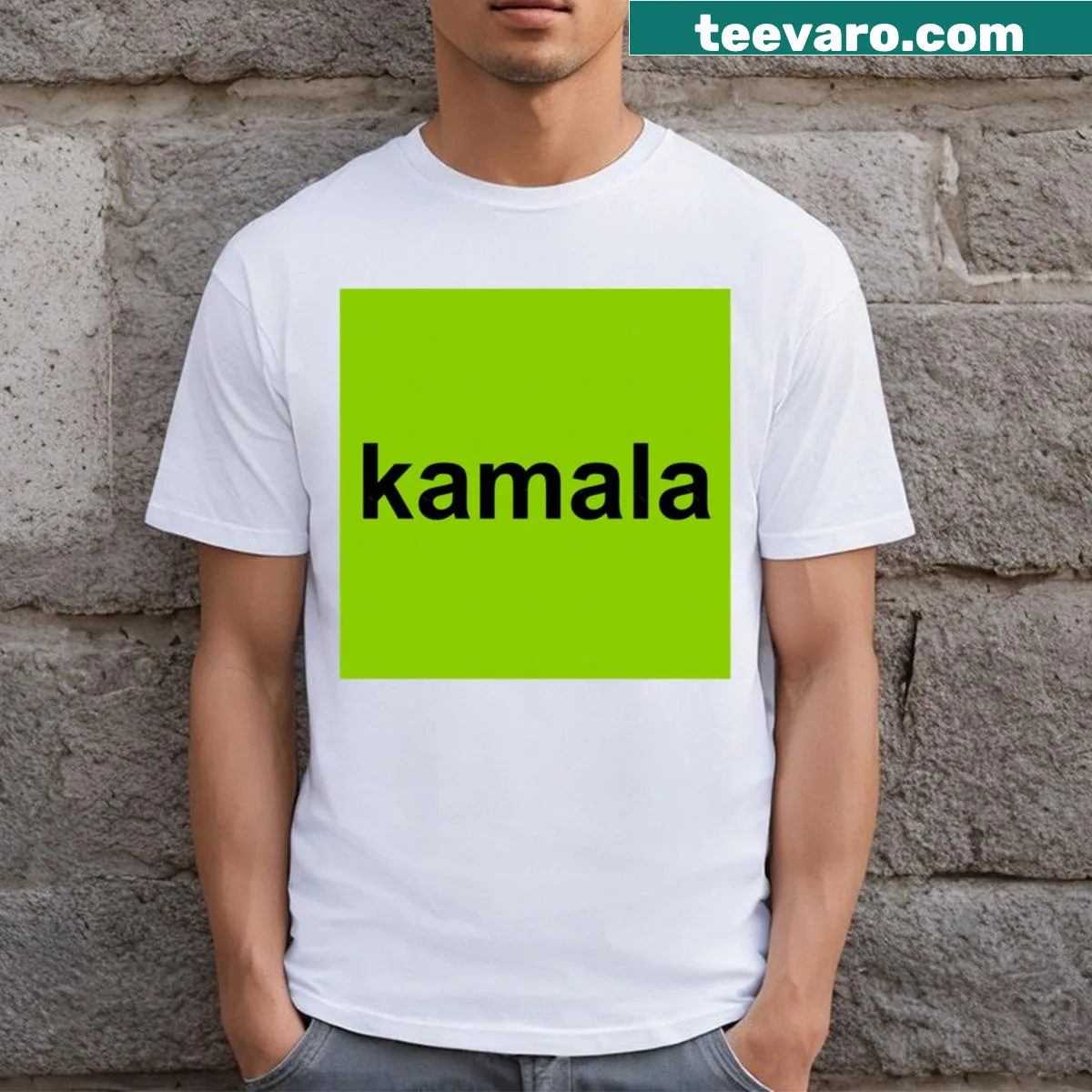 Funny typography T-shirt with 'Kamala Brat' phrase — on a men's t-shirt