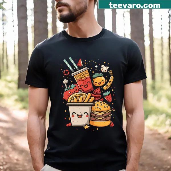Cartoon burger graphic on a cute T-shirt