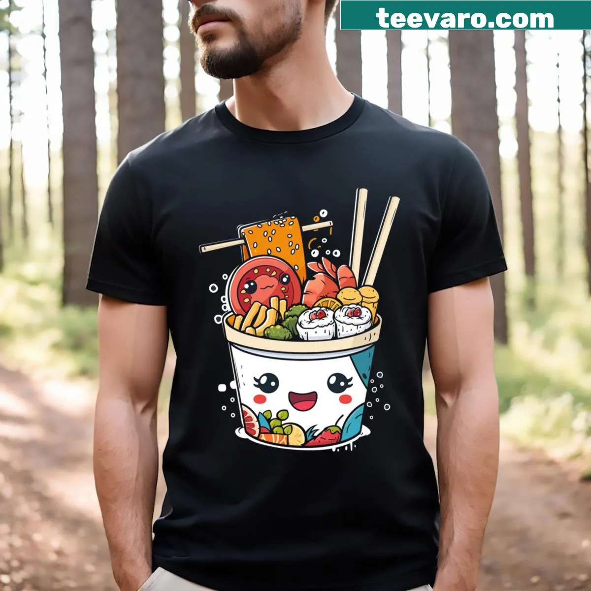 Kawaii Lifestyle t-shirt featuring playful cartoon designs — on a men's t-shirt