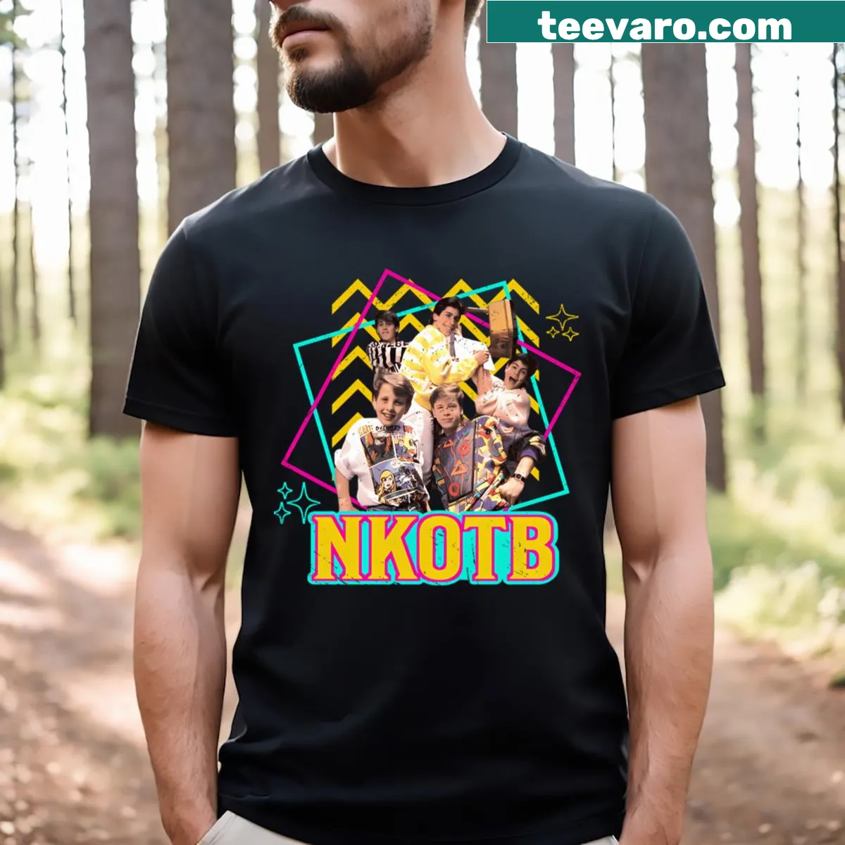 Kid's t-shirt with a vintage tour band logo in distressed style. — on a men's t-shirt