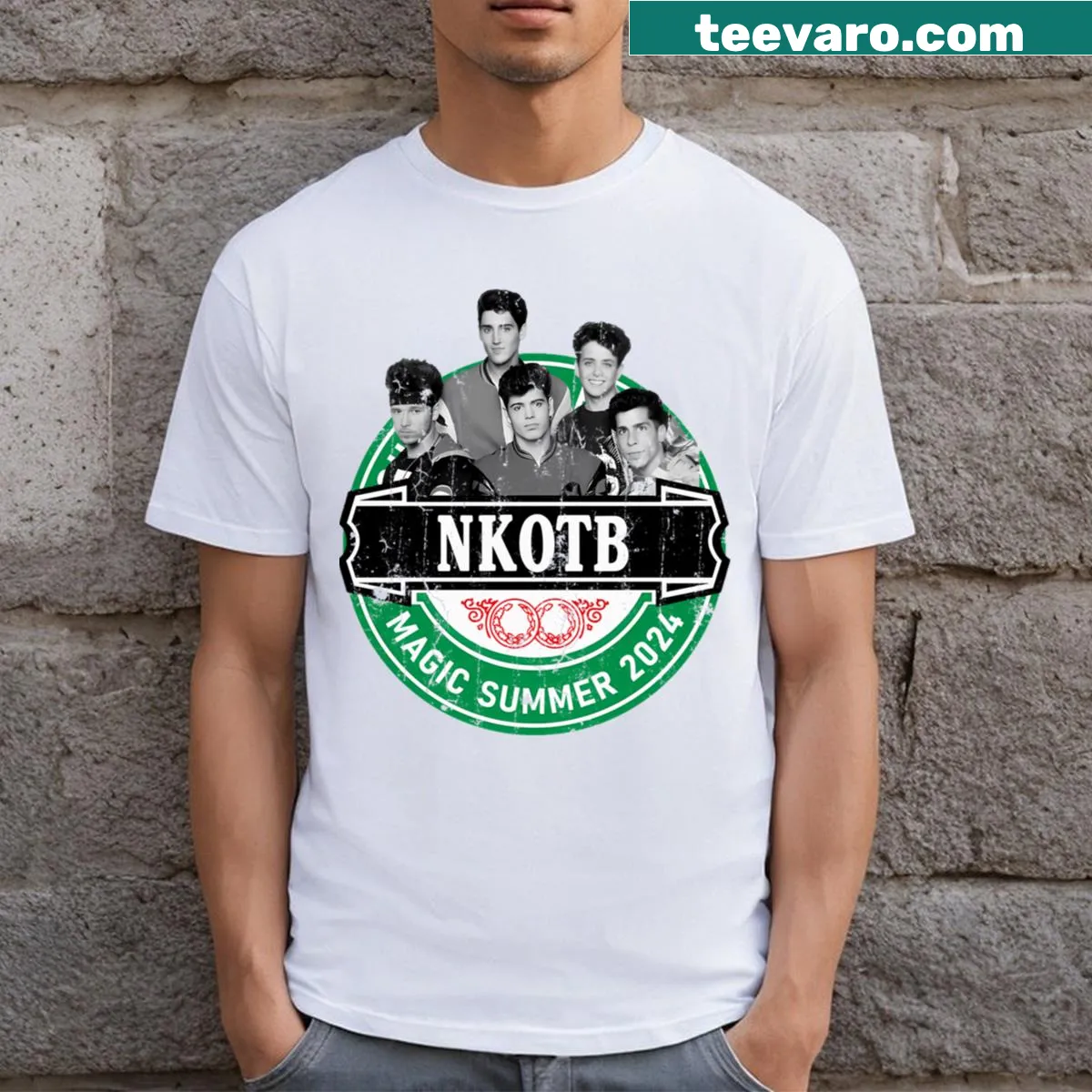 Vintage kid's t-shirt with a distressed band logo design. — on a men's t-shirt