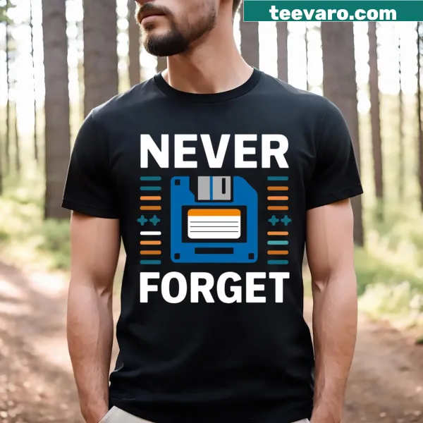 Funny tech-themed t-shirt with a floppy disk illustration