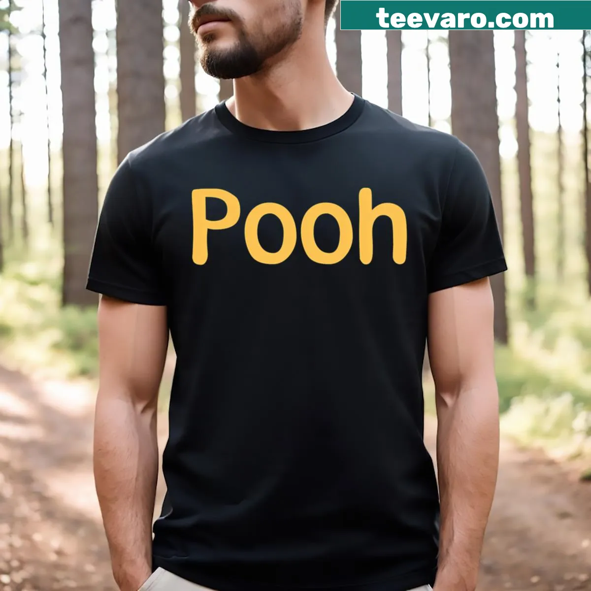 Illustrated Pooh graphic on a casual T-shirt — on a men's t-shirt