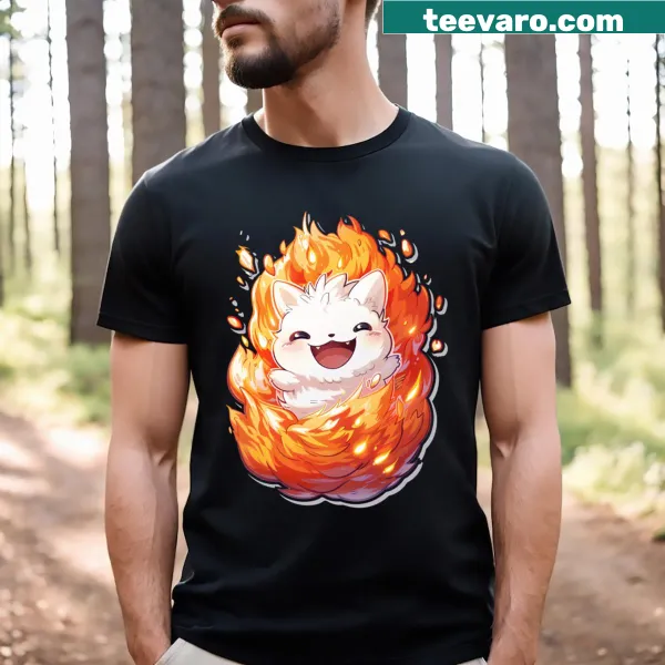 Cartoon Halloween T-shirt with ghost fox and pumpkins