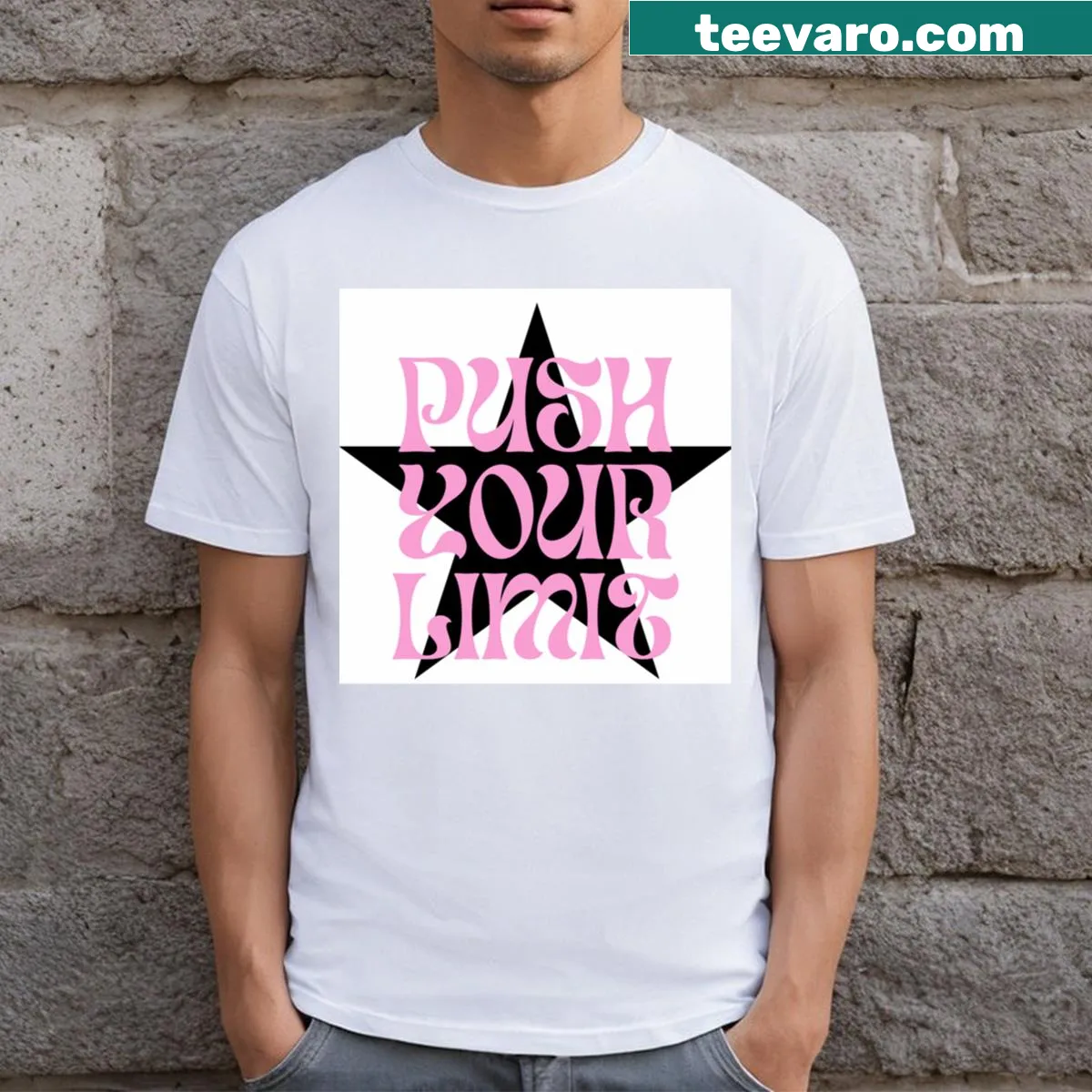 Motivational graphic T-shirt with the phrase 'Push Your Limit' — on a men's t-shirt