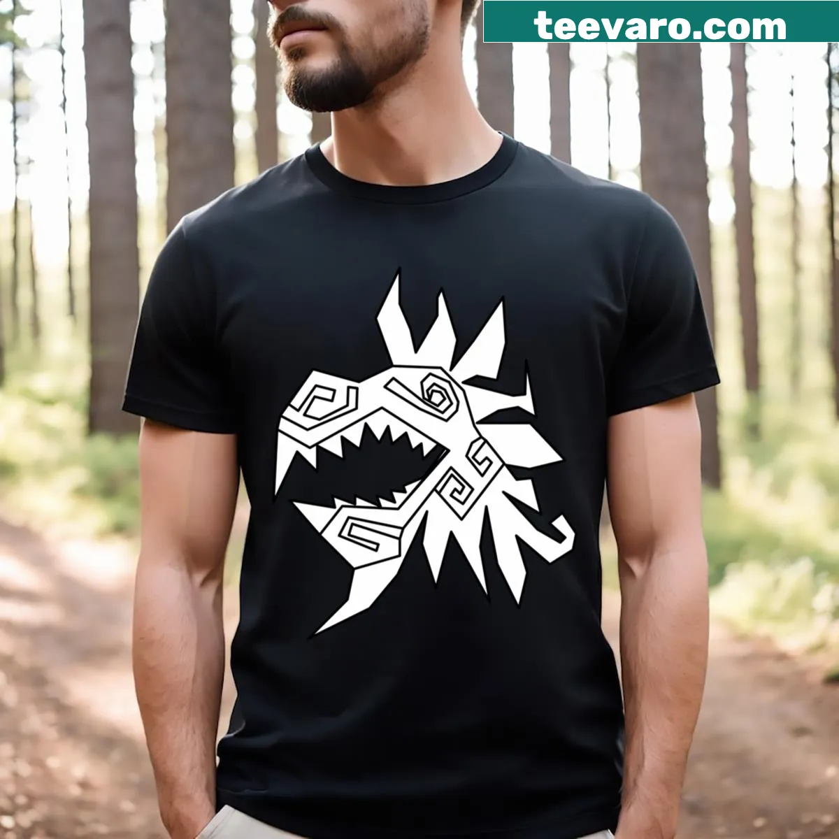 Illustration of the Quetzalcoatl serpent on a casual T-shirt — on a men's t-shirt