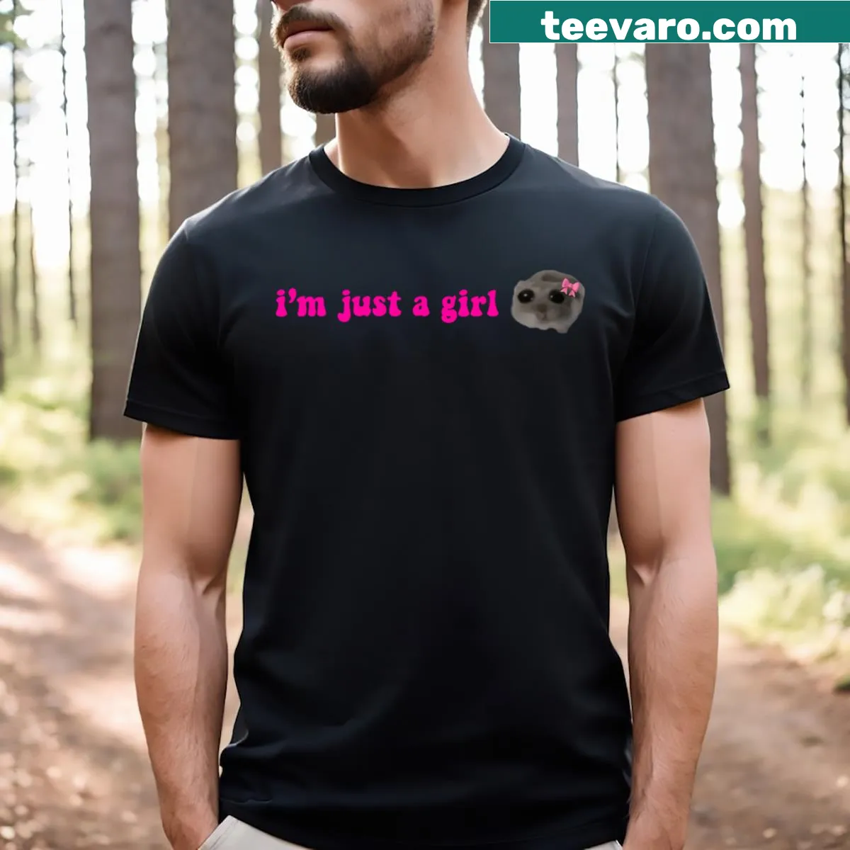 Illustration of a sad hamster on a t-shirt — on a men's t-shirt