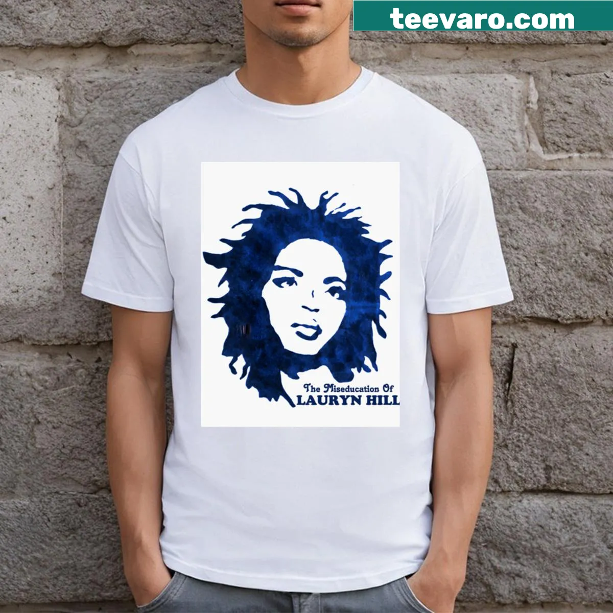 Vintage-style T-shirt featuring singer fan logo — on a men's t-shirt