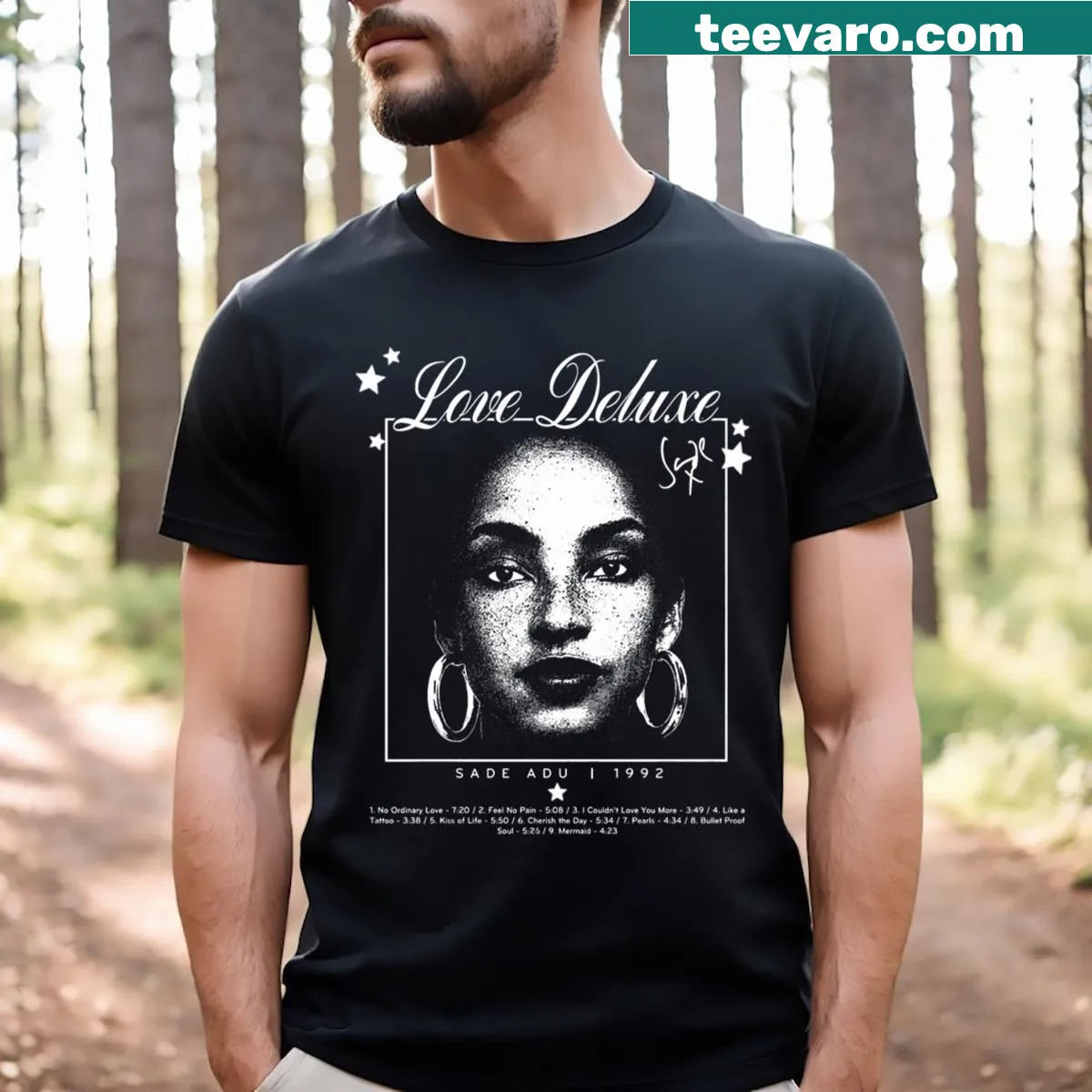 Vintage-style T-shirt with singer logo for music fans — on a men's t-shirt