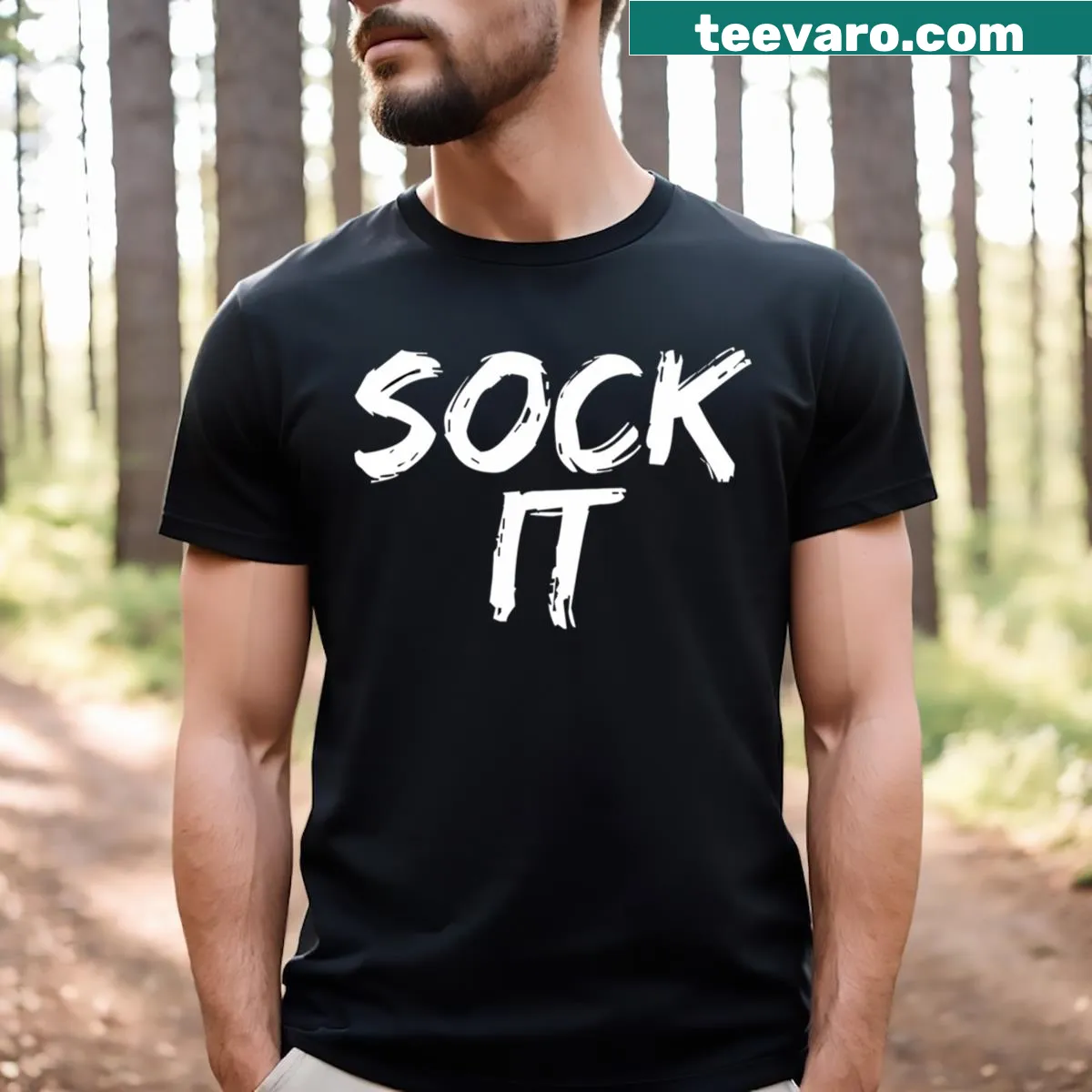 Minimalist typography t-shirt with playful design — on a men's t-shirt