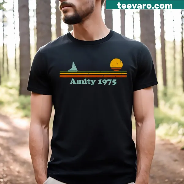 Retro sailboat graphic T-shirt depicting a sunset for summer vibes.