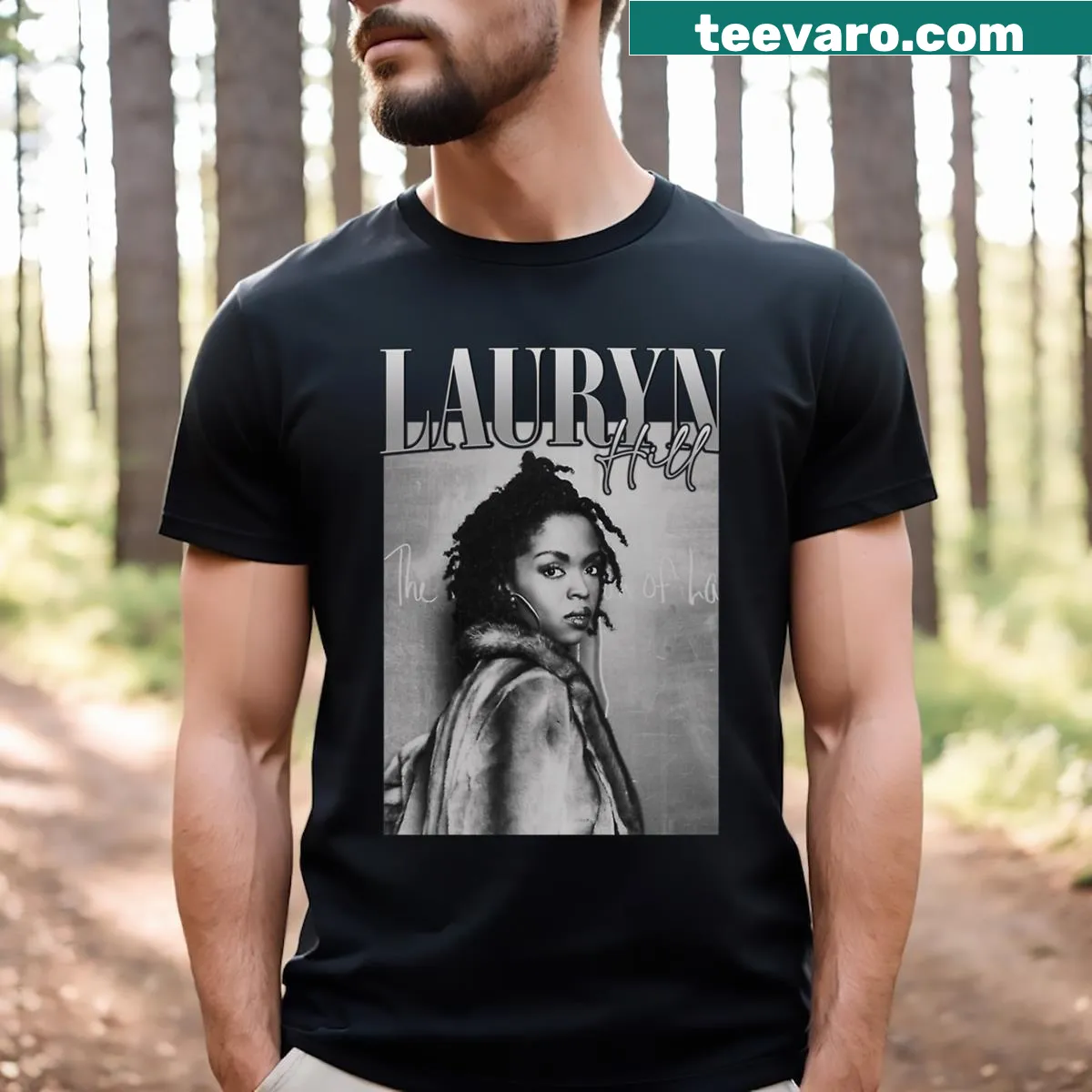 Vintage distressed logo shirt inspired by singer album tours — on a men's t-shirt