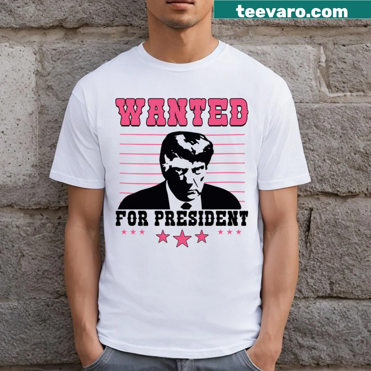 Supportive Trump 2024 T-shirt with bold lettering — on a men's t-shirt