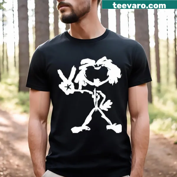 Playful typography t-shirt with peace sign graphic