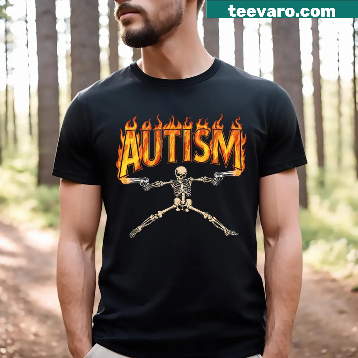 Autism awareness skeleton meme design on a t-shirt — on a men's t-shirt