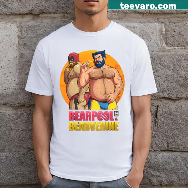 Cartoon bear hero design on Bearpool Bearverine T-shirt