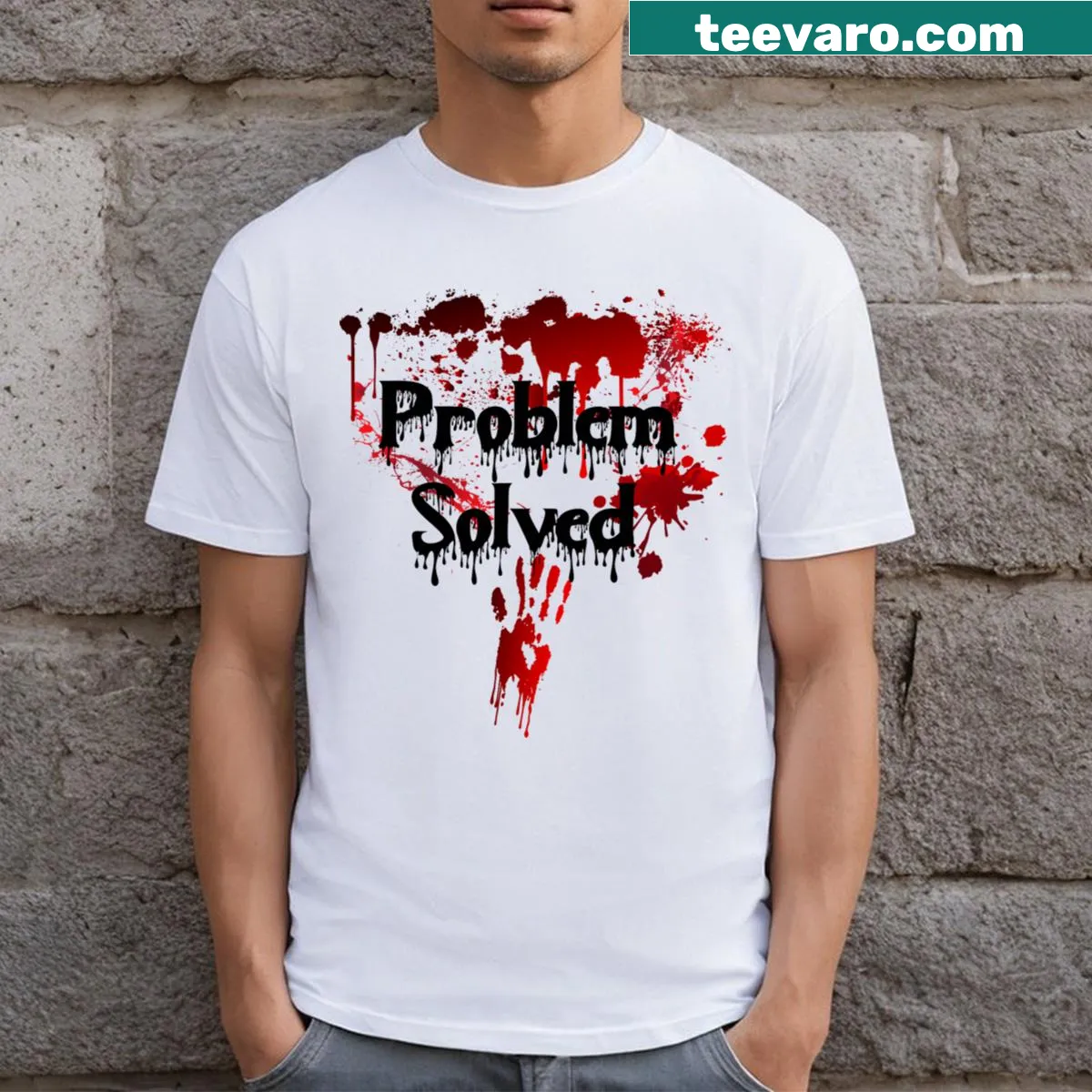 Bloody Halloween-themed graphic on T-shirt — on a men's t-shirt