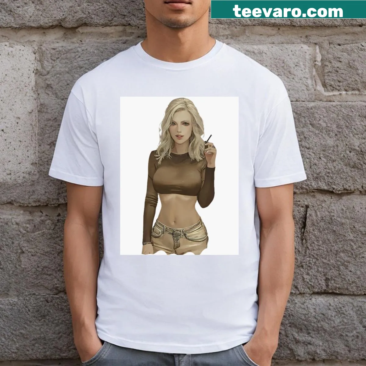 Fun cartoon girl graphic t-shirt — on a men's t-shirt