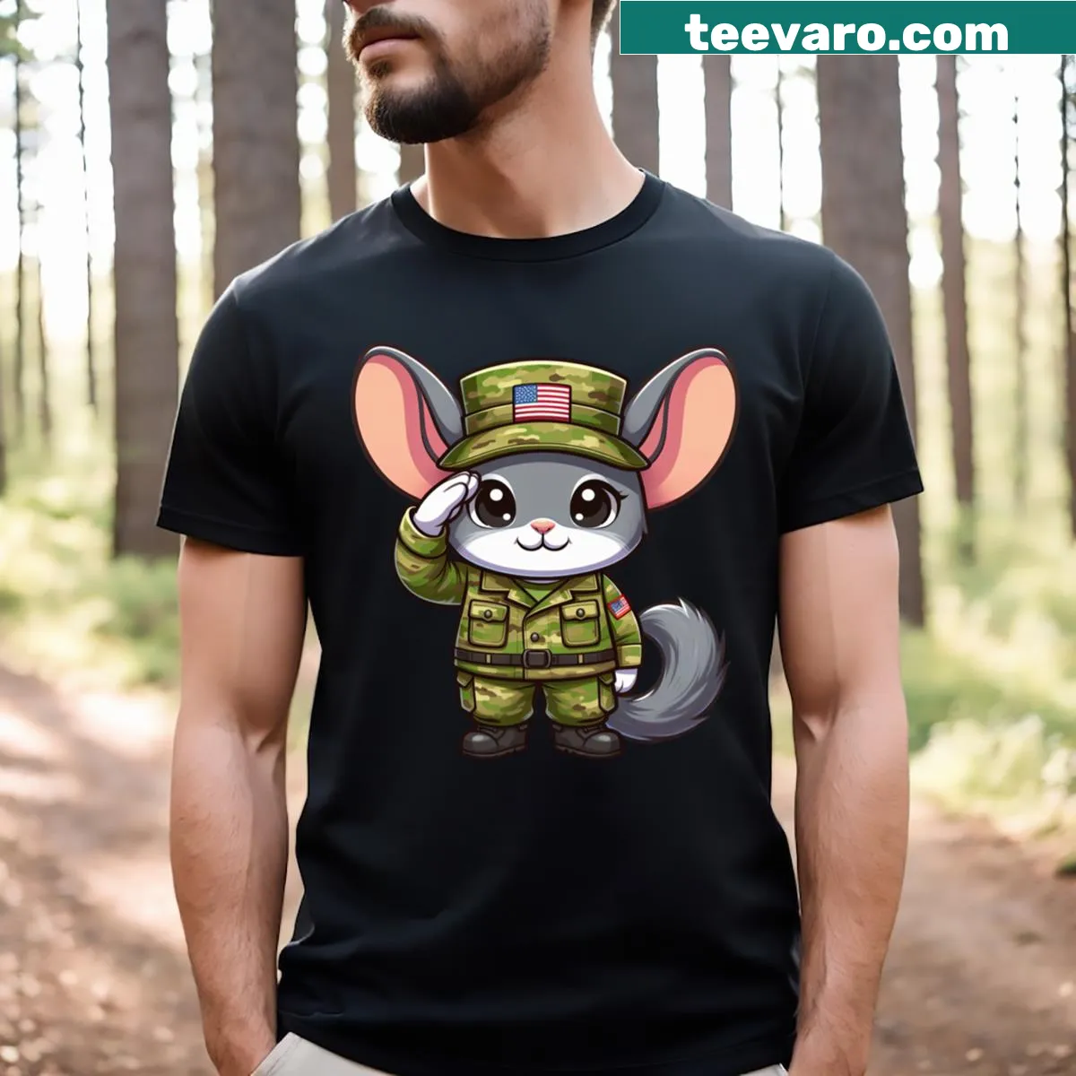 Cute T-shirt featuring cartoon chinchillas for kids — on a men's t-shirt