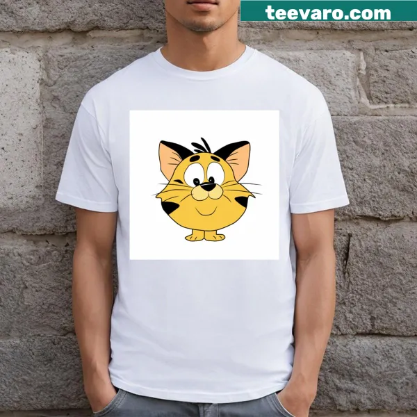 Cute graphic of a little yellow cat on a T-shirt
