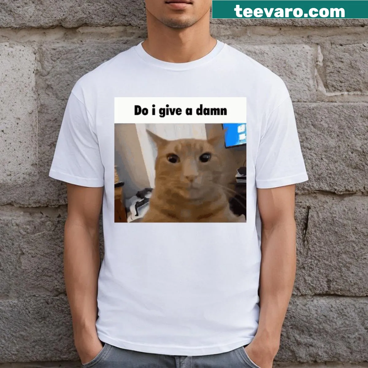 Do I Give A Damn T-shirt with bold text — on a men's t-shirt