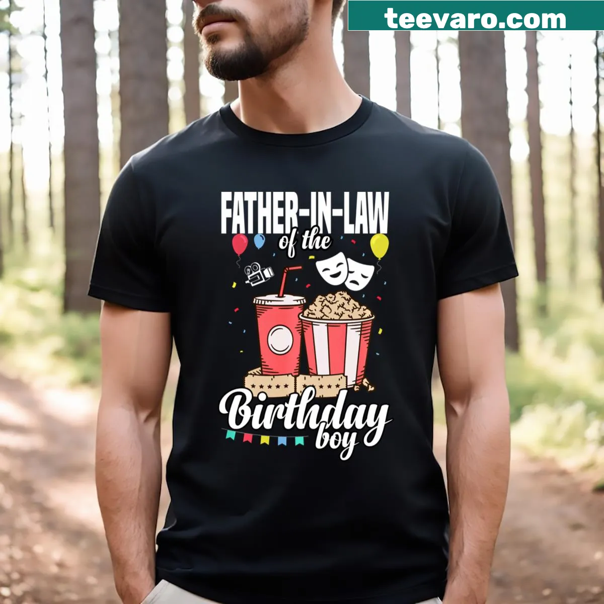 Funny Father In Law t-shirt with humorous text about the birthday boy — on a men's t-shirt