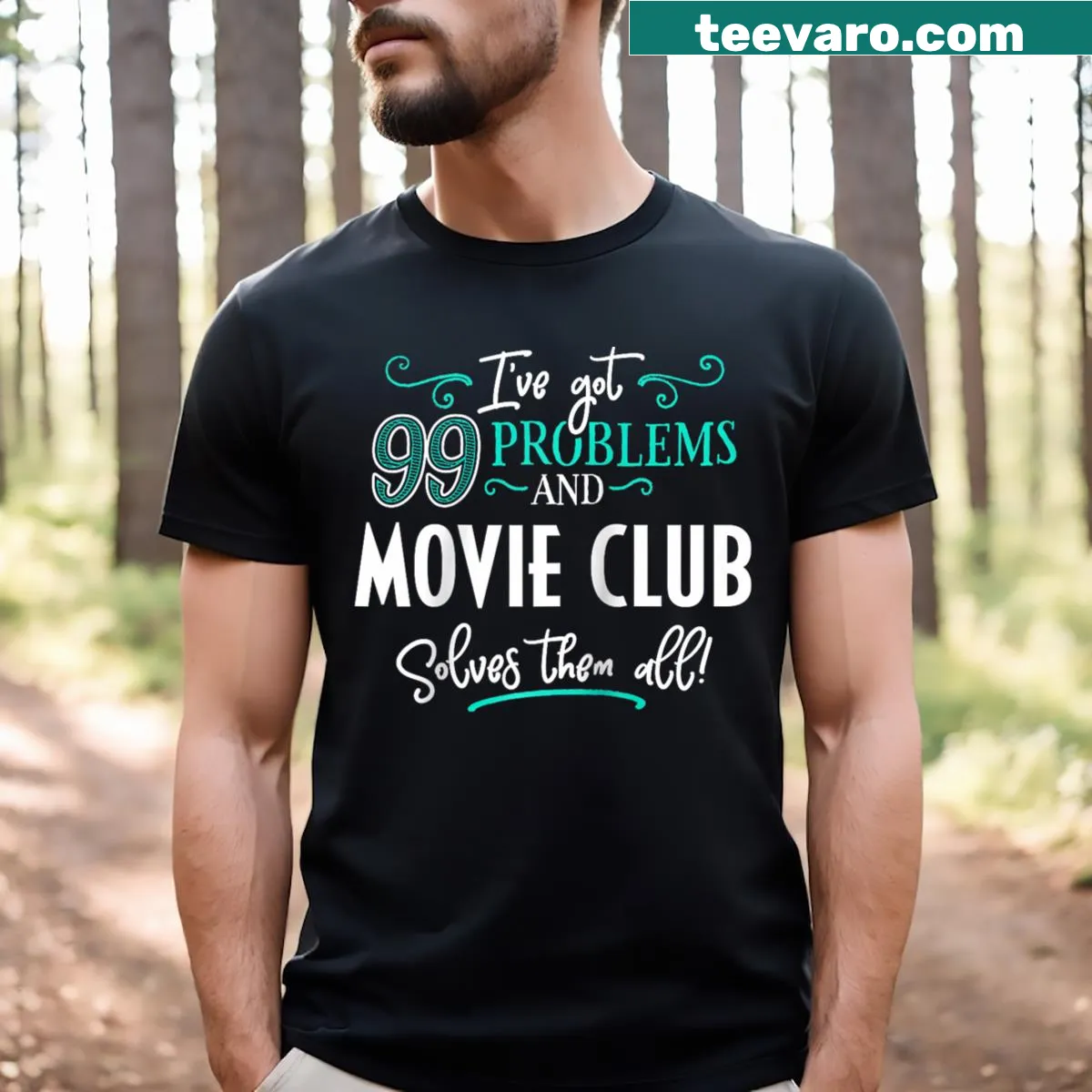 Raglan T-shirt with humorous graphic: 'I've Got 99 Problems!' — on a men's t-shirt