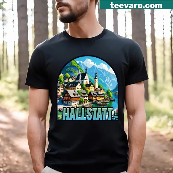 Illustrative Hallstatt Austria graphic T-shirt