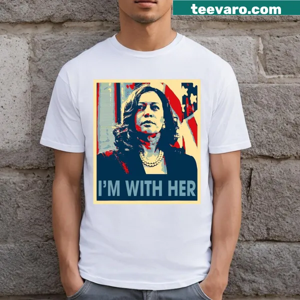 Supportive T-shirt with text: I'm With Her Kamala for 2024.
