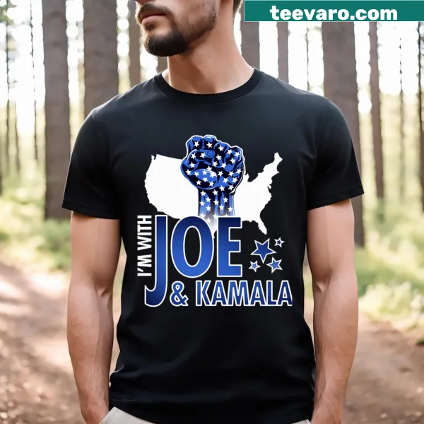 Political T-shirt featuring the phrase 'Im With Joe And Kamala For President 2024'