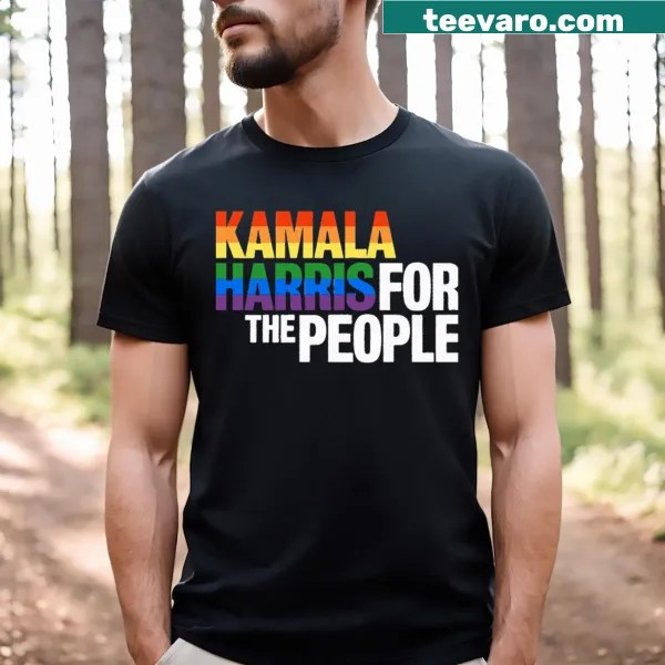 Kamala Harris 2024 T-shirt with rainbow pride elements