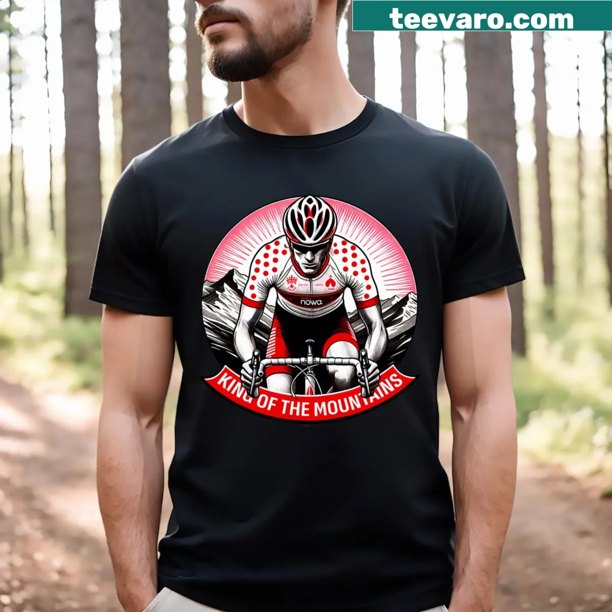 Cycling logo t-shirt for mountain bike enthusiasts — on a men's t-shirt