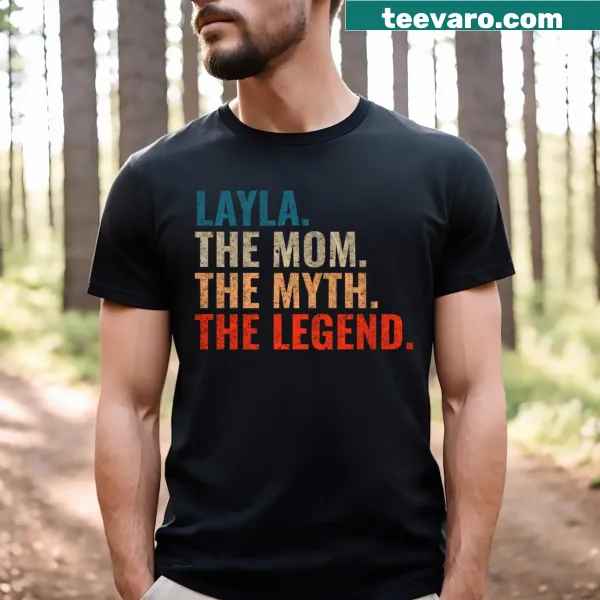Vintage distressed T-shirt for Layla with 'The Mom The Myth The Legend' text