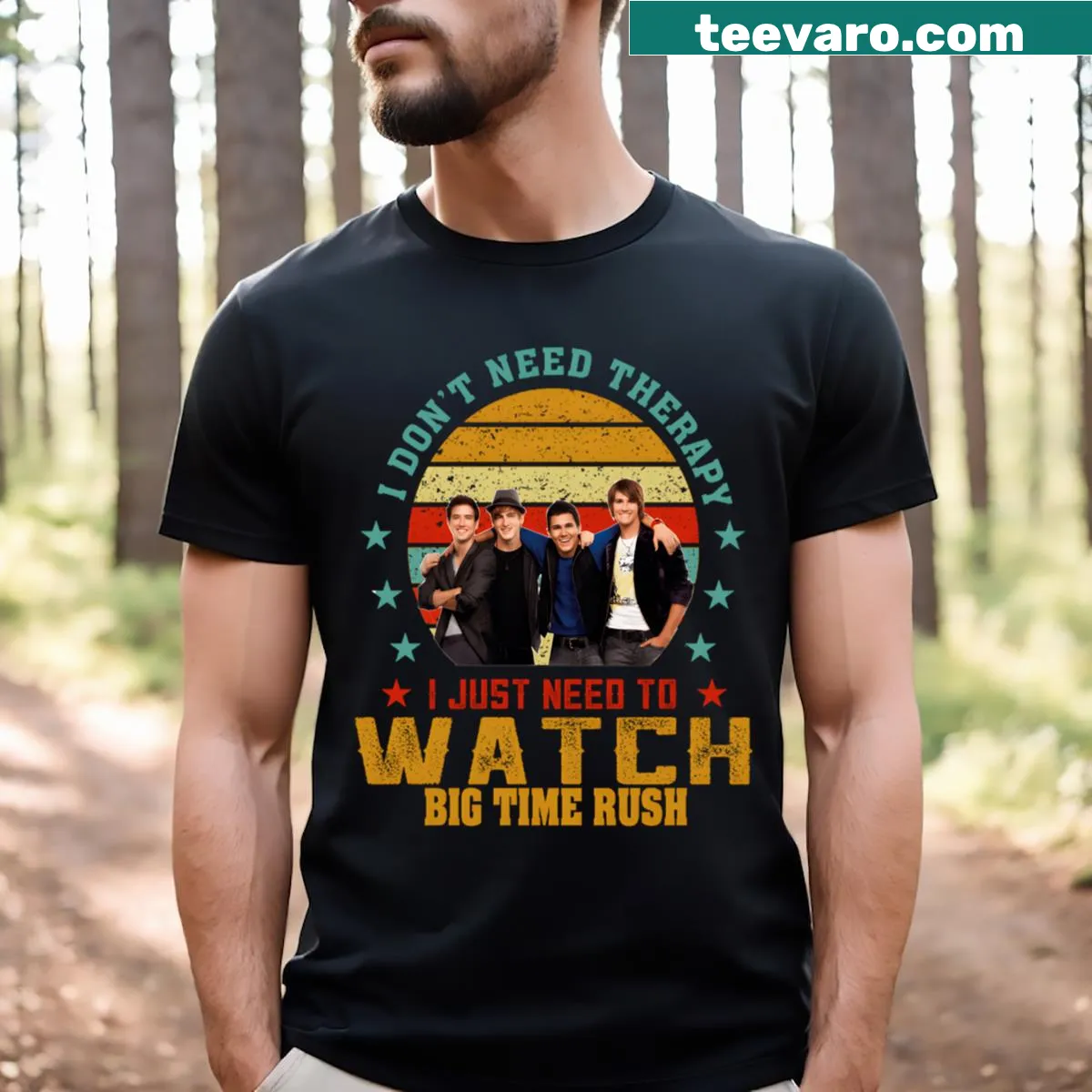Vintage-style T-shirt featuring a classic band logo for music fans — on a men's t-shirt