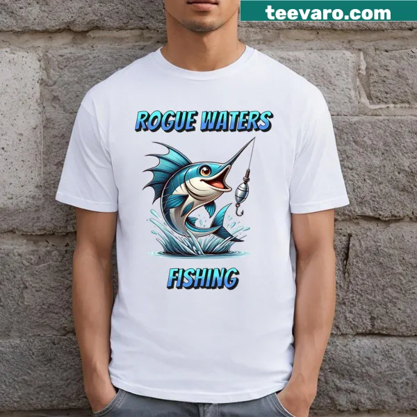 Cartoon marlin jumping on a t-shirt design
