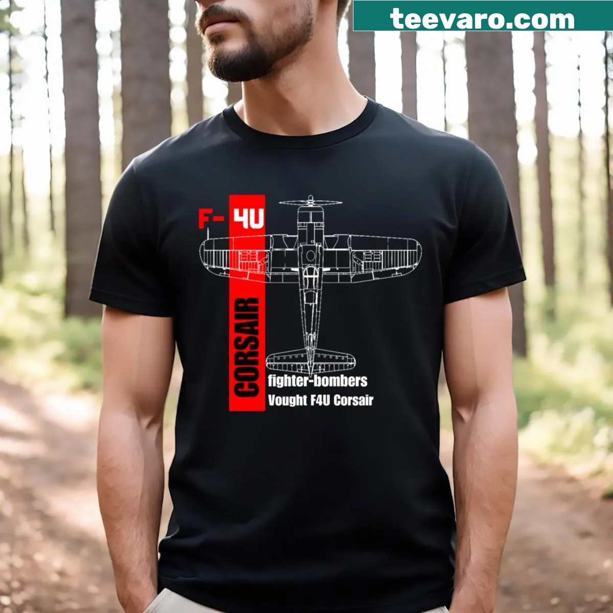 Illustration of a military plane flying on a t-shirt — on a men's t-shirt