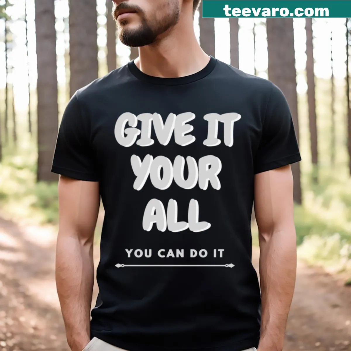 Motivational quotes graphic on a fitness t-shirt — on a men's t-shirt