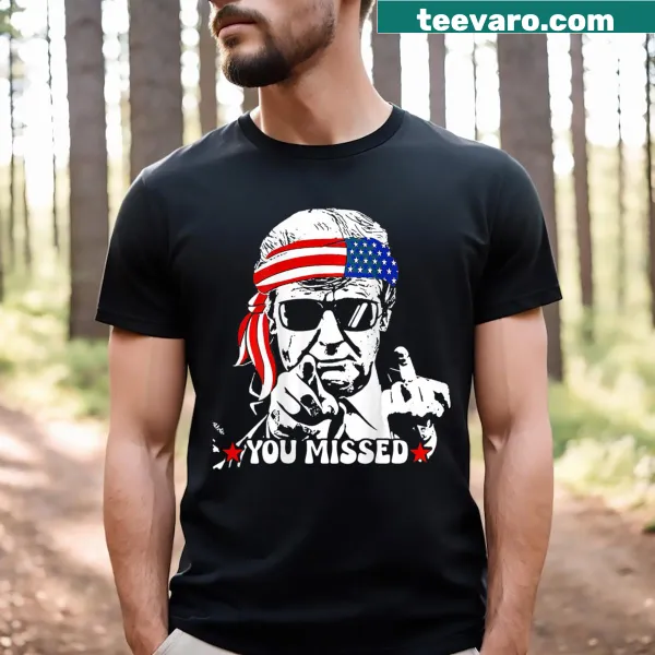 Trump 2024 graphic t-shirt with American flag design