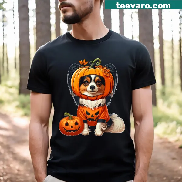 Cute Halloween t-shirt with a carved pumpkin illustration
