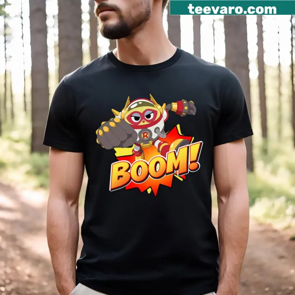 Cartoon Meggabot design from Ryans World movie kids t-shirt