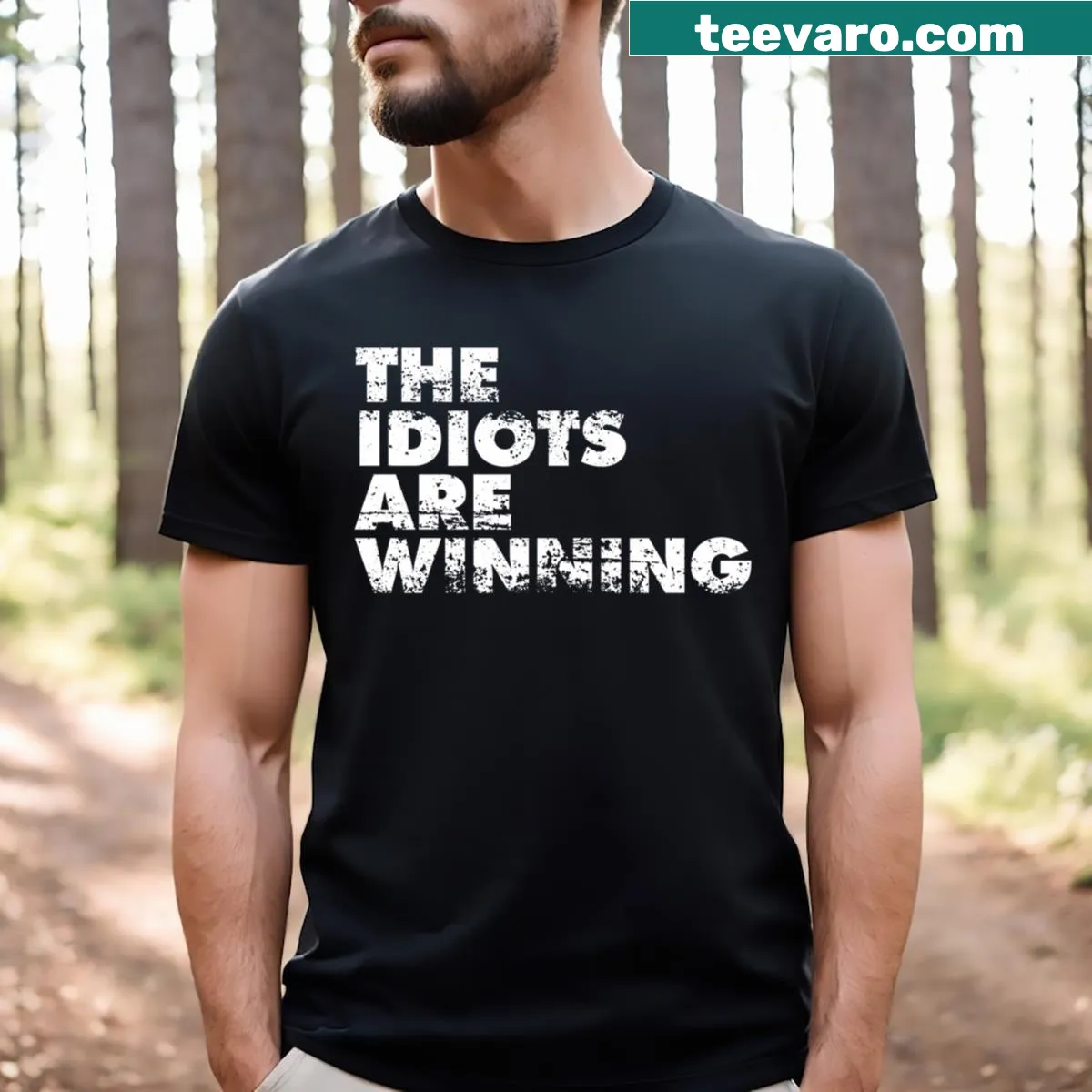 Sarcastic typography t-shirt with humorous messaging — on a men's t-shirt