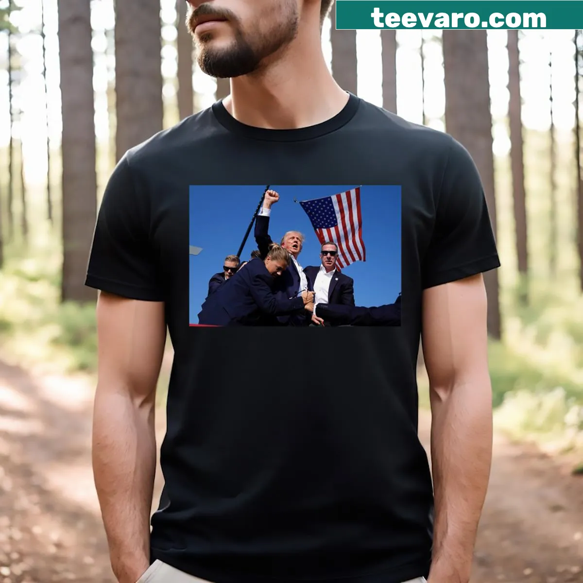 Humorous meme-inspired design related to Trump rallies — on a men's t-shirt