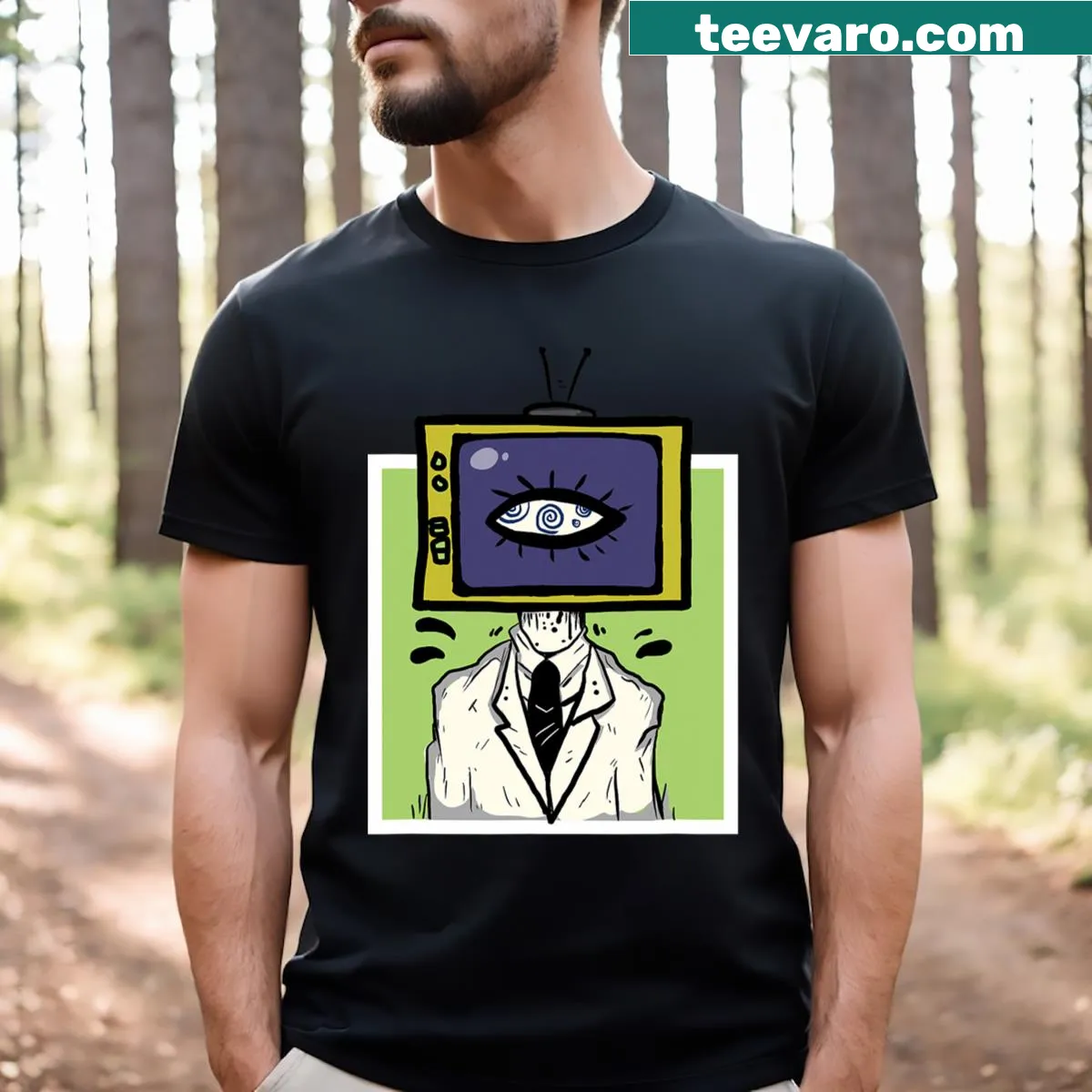 T-shirt with a design celebrating television as art — on a men's t-shirt