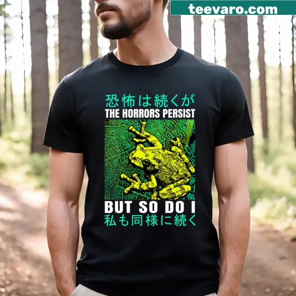 Japanese frog illustration with motivational text on women's V-neck t-shirt